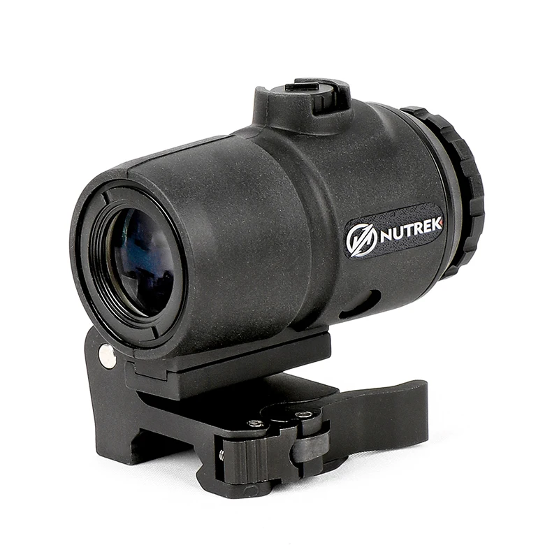 Nutrek Optics Compact 3x22 red dot sight magnifier with raiser section with QD high mounting base