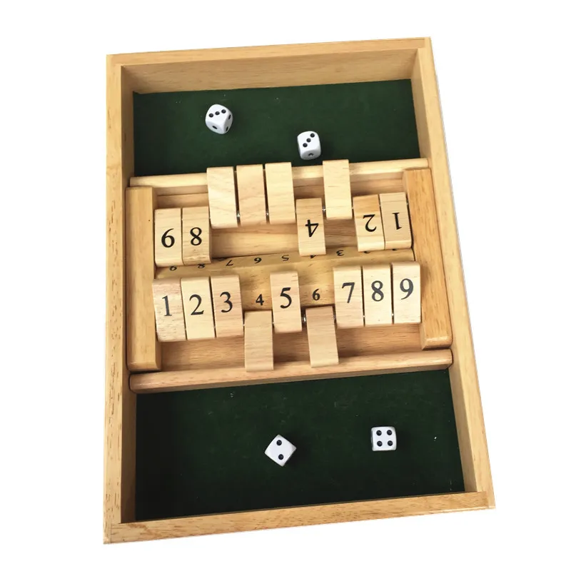 Wholesale wooden traditional board game Educational Intelligent 2 Player Shut the Box Game Set