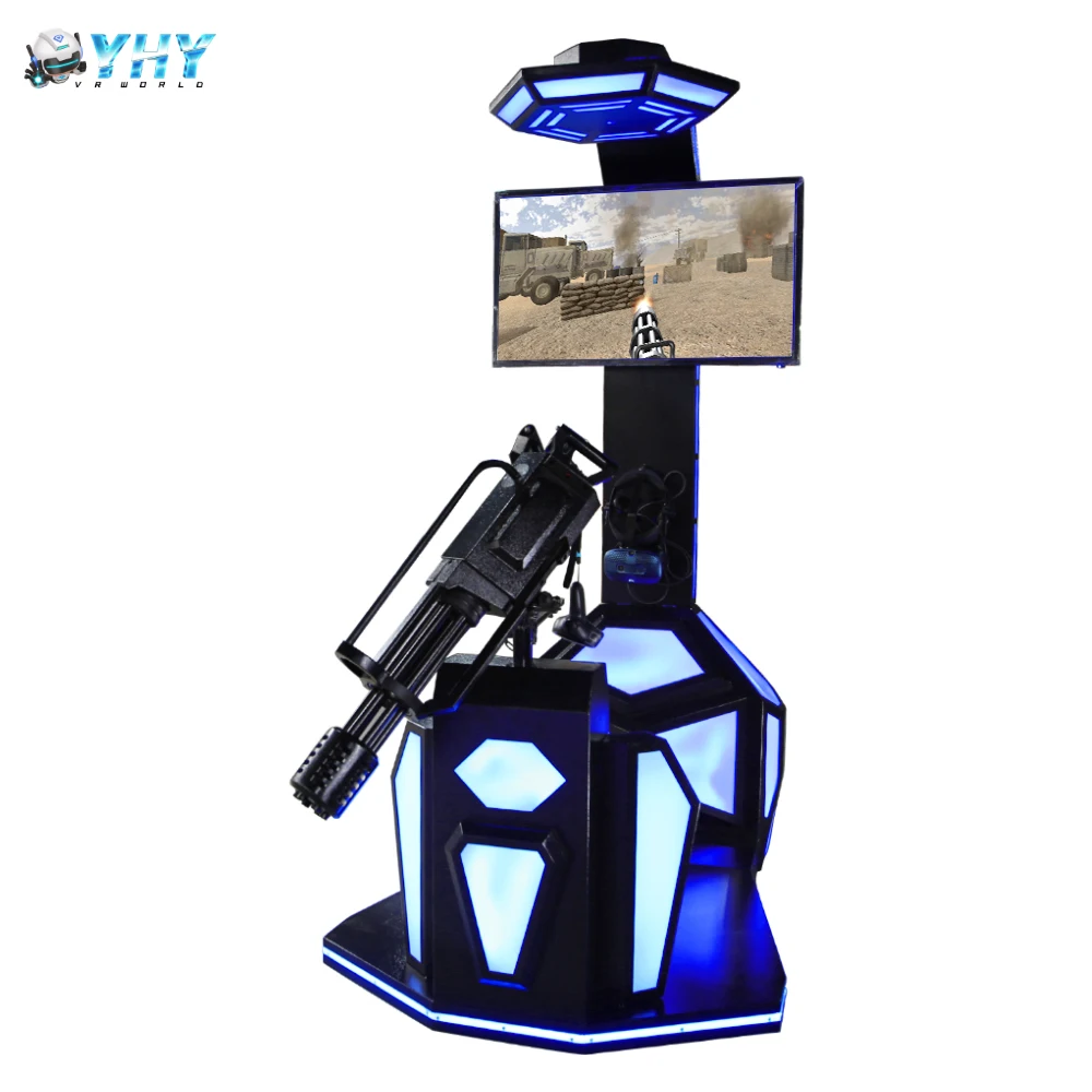 Interactive Games Gatling Gun VR Gaming Machine Shooting Simulator Standing Platform With VR Headset