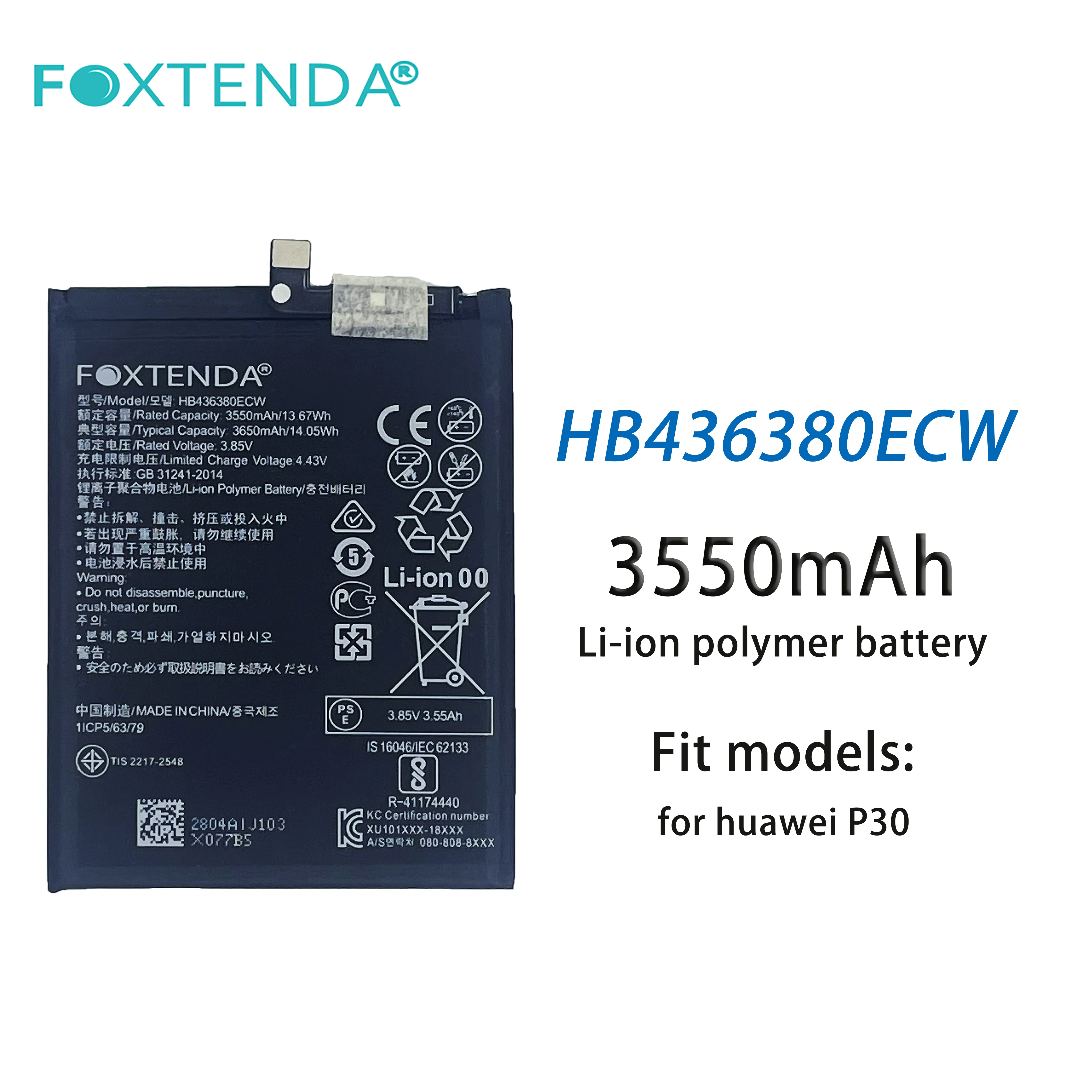 high quality 100% brand new phone battery HB436380ECW 3550mAh for huawei P30 cellphone battery in bulk