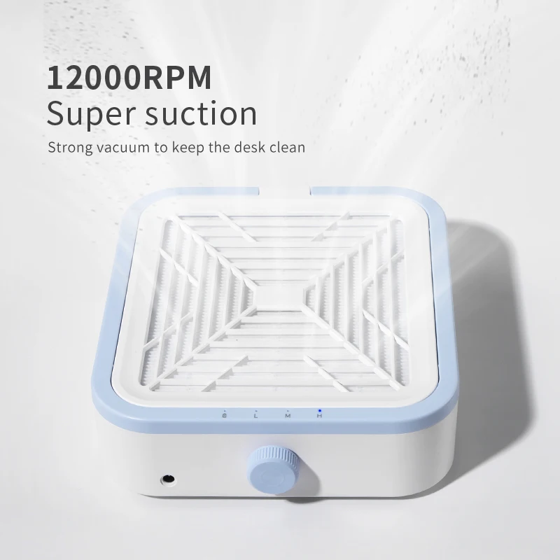 Customized Logo Portable 12000rmp Brushless Nail Dust Collector Extractor Strong Vacuum Cleaner for Nail Art & Polish Nail Tools