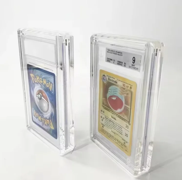 crystal clear card case stand holder premium acrylic standing display case slabbed card acrylic magnetic card acrylic display