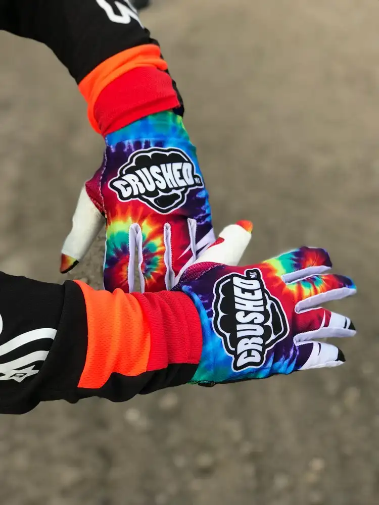 Colorful custom off road dirt bike gloves