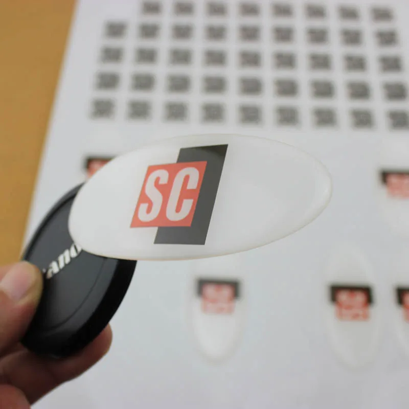 High quality eco-friendly soft crystal clear strong glue oval epoxy sticker with strong adhesive