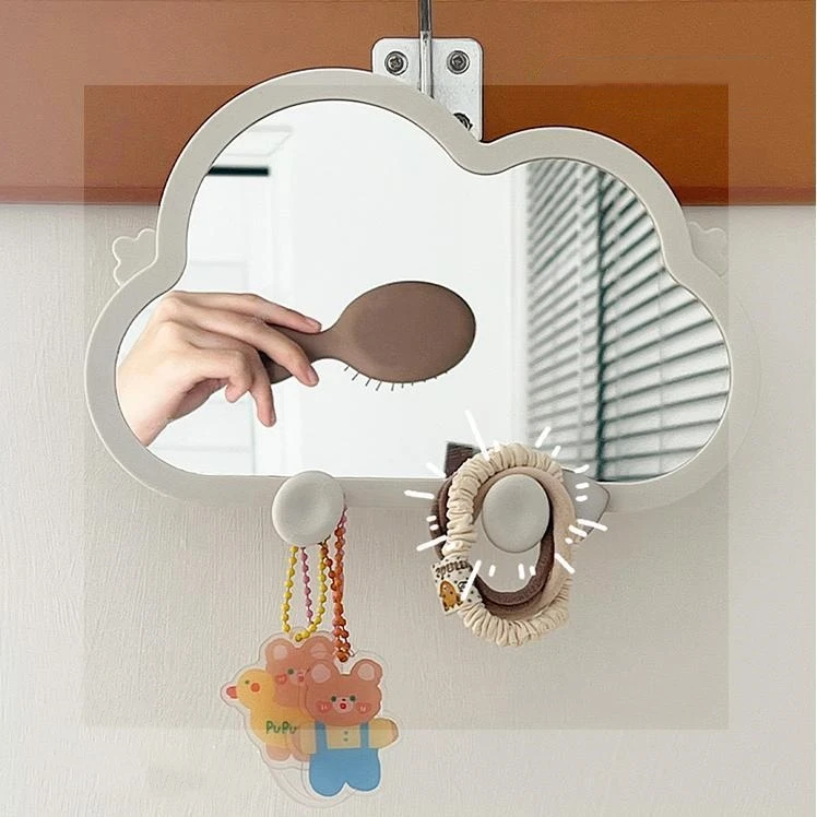 Cloud Cute White Table Mirror Single Sided Wall Mirror Daily Multifunction Support Makeup Mirror