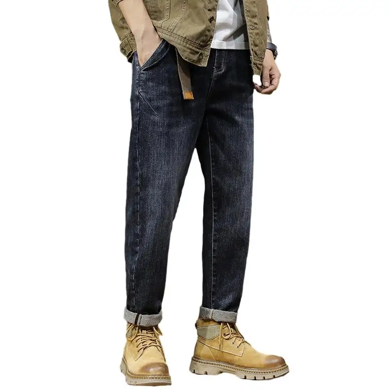 wholesale 1 piece straight 5xl blank thrift  loose plus size fit black korean pants custom denim baggy jeans men for men