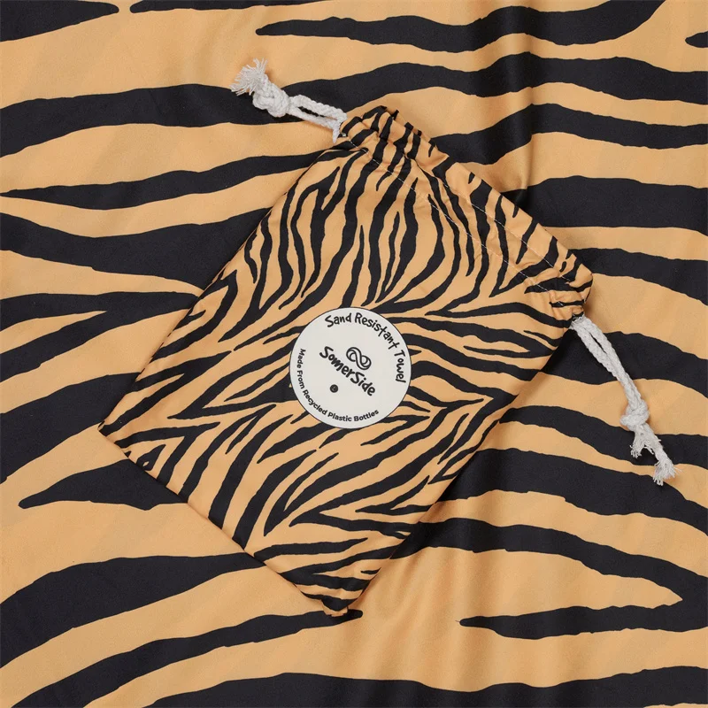 High Quality Print Microfiber Beach Towel With Logo Water Absorption palm tree Sand Free Custom Beach Towel elastic ban