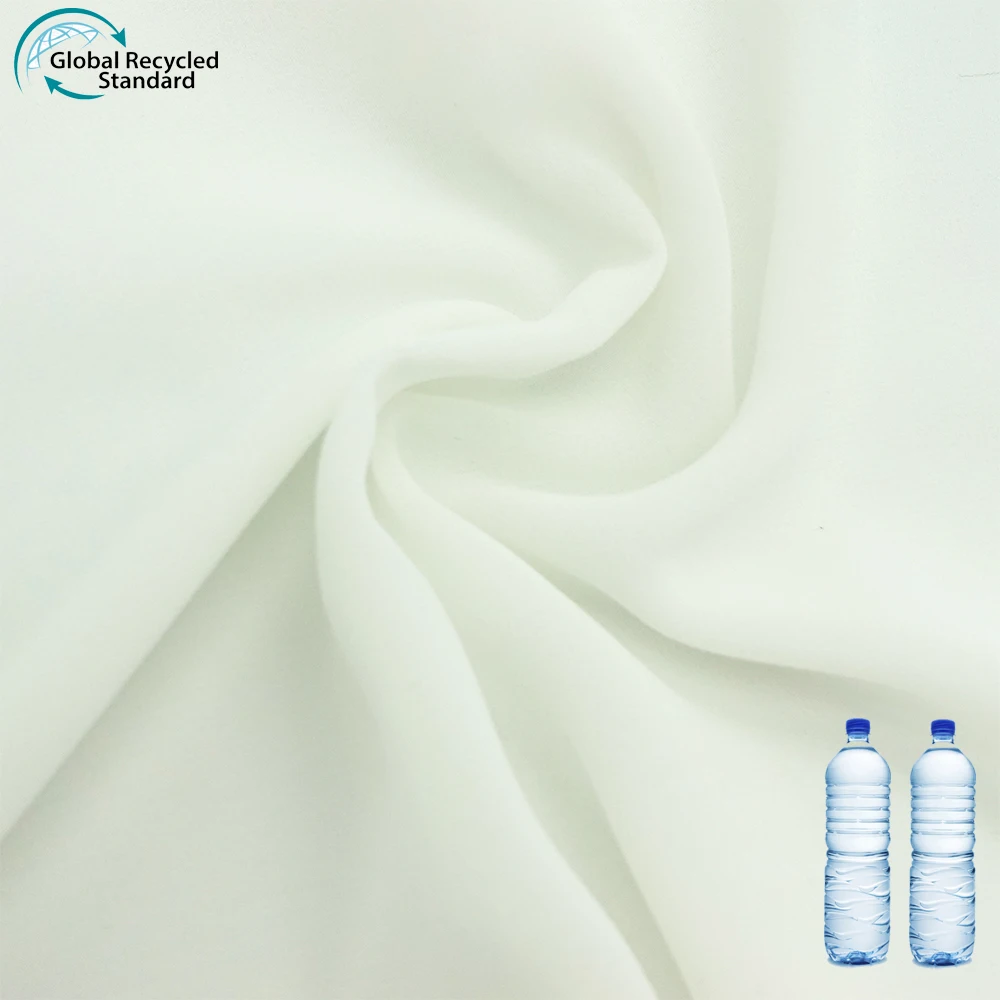 Eco-friendly fabric 100% Recycled Polyester 75D Chiffon Recycled Fabric For Woman Dress