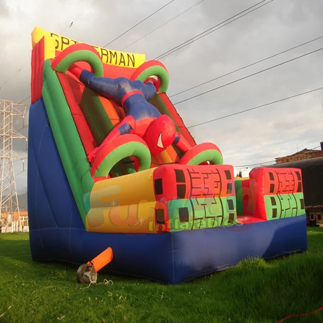New design inflatable games spiderman air bounce house inflatable slides for kids