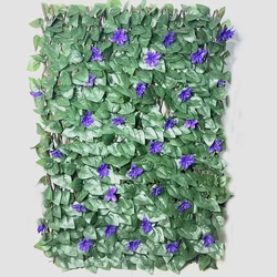 LFL Easily Assembled Rot Proof Durable Eco-friendly Garden Simulated Wooden Telescopic Fence with Leaves