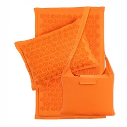 ZRWM44 Acupressure Mat and Neck Pillow Set Natural Organic Linen Cotton Acupuncture Mat and Bag Back Pain Relief