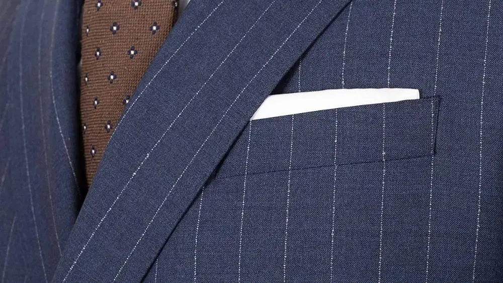 Tailor half canvas blue stripe double-breasted wedding tuxedo men  suits