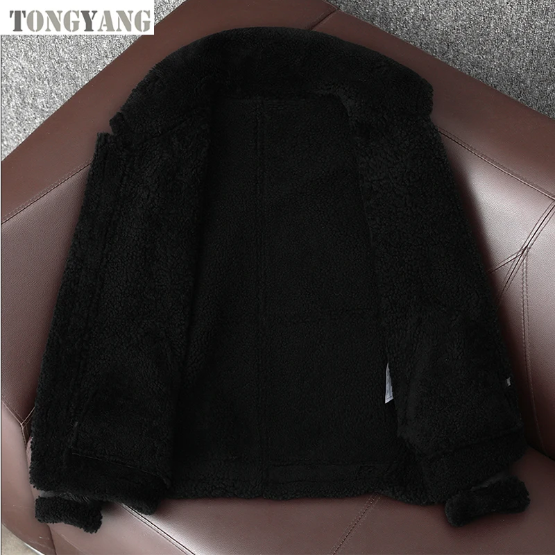 Пальто из натурального меха дубленки TONGYANG мужское 100% пальто коричневое черное утепленное зимнее летное овчины