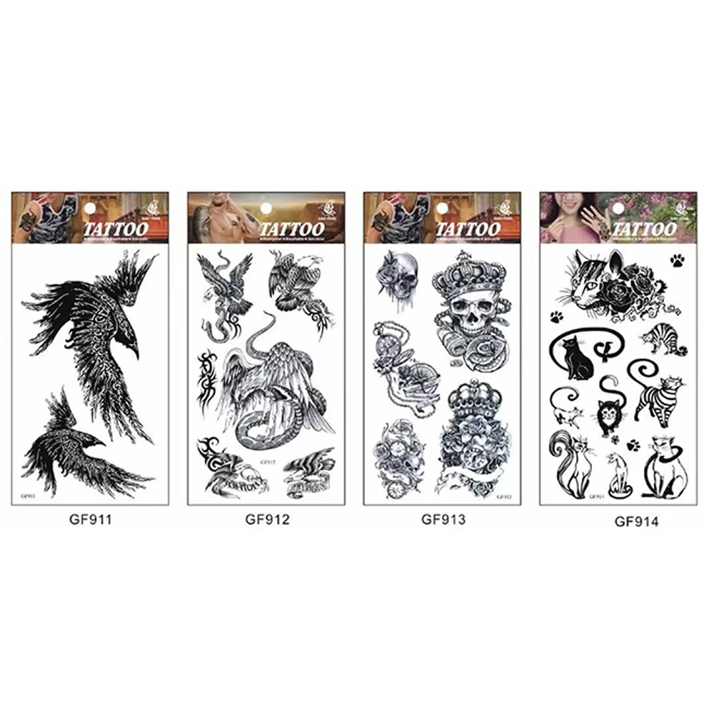 Customized Water Transfer Paper Waterproof Temporary Tattoo Stickers 100 Tattoo Stickers