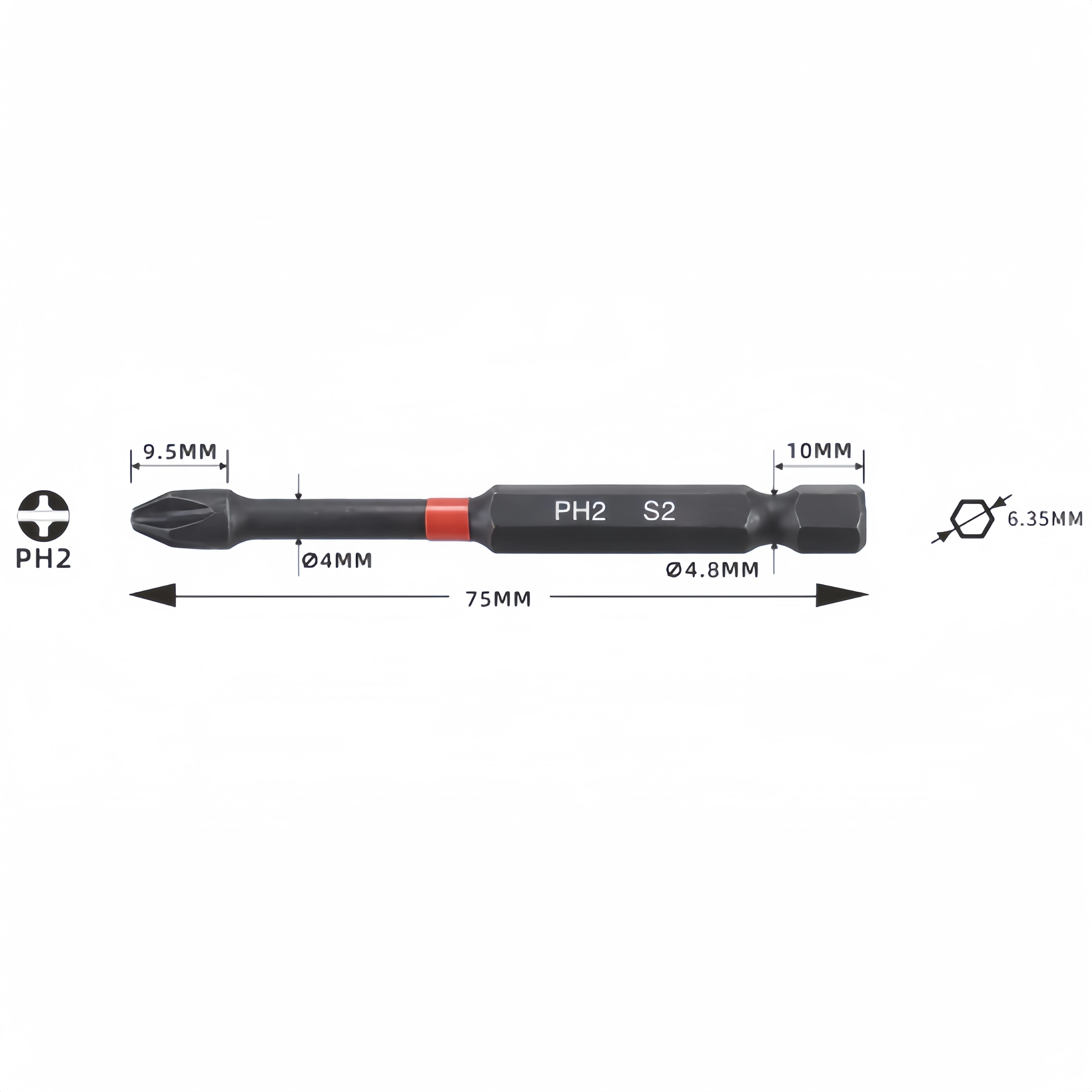 Professional Industrial Impact Bits Series High-Torque Mini Screwdriver Single Head Chrome/Plain Finish Phillips Screw Plastic
