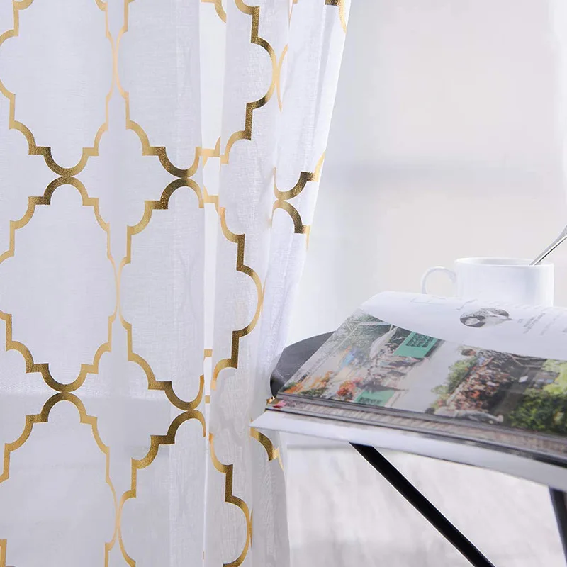 Kingland Textiles Voile Fabric Curtains Polyester Fabric Window Foil Printed Sheer Curtains for the Living Room