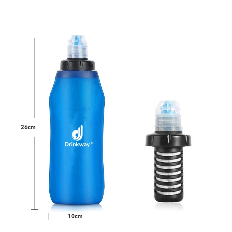 500ml Folding Water Bottle with Bite Valve Soft Flask Collapsible Water Carrier Running Cycling Hiking Camping Climbing Tours