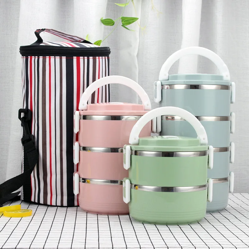 Heat preservation multi layer leakproof portable food container bento stainless steel lunch box for adults kids