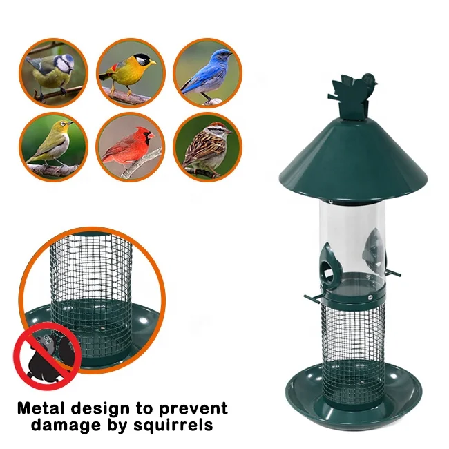 Environmentally Friendly 2 Layers Metal Mesh Bird Food Feeder Station Squirrel Proof Outdoor Humming Wild Bird Feeders Hanging