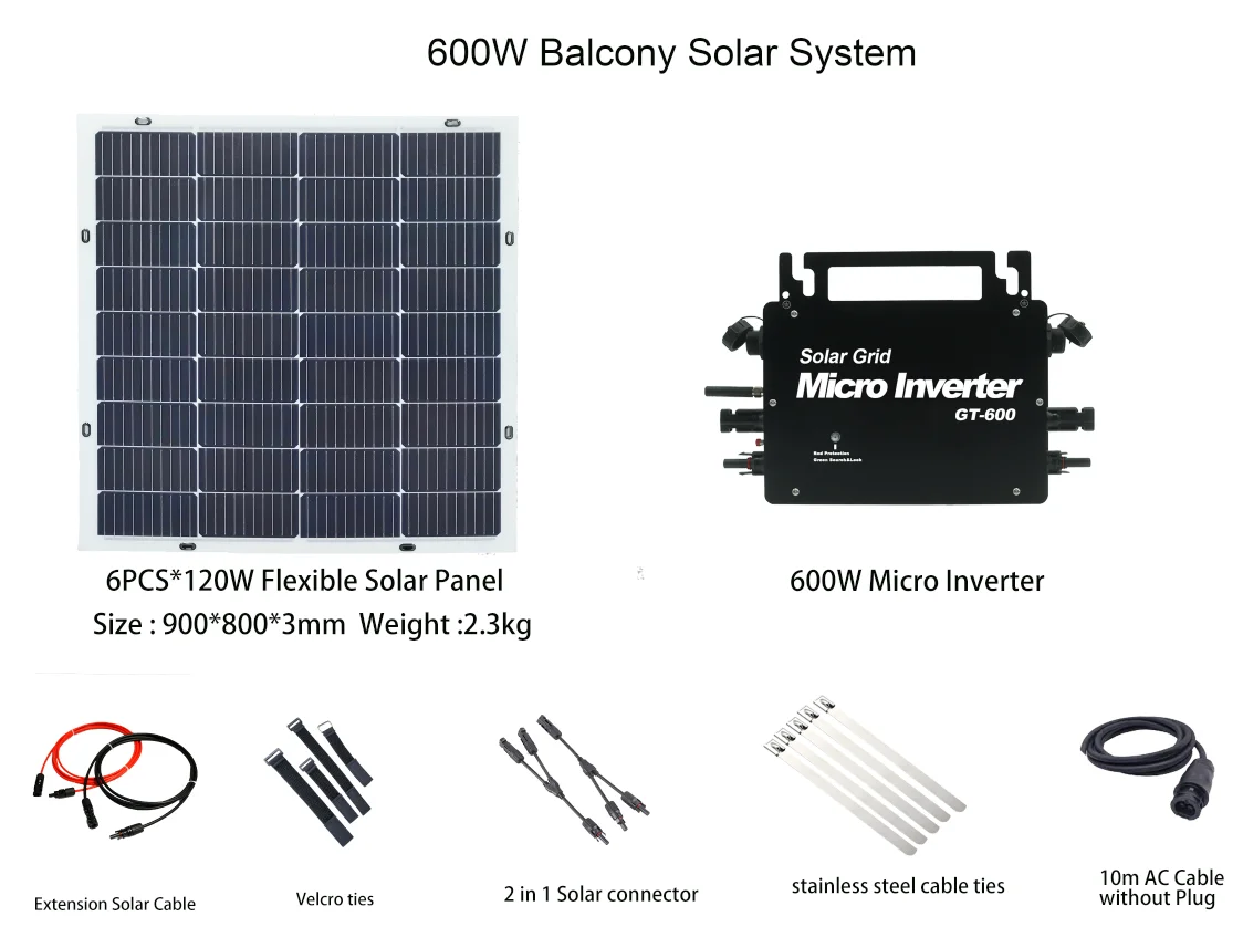 EU Stock Flexible Panels Balcony Solar Balkonkraftwerk 800W 600W complete System solar eu warehouse balcony plug