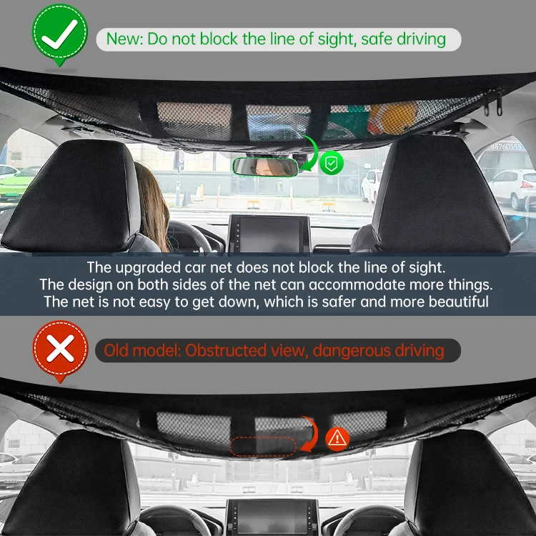 Модерненный Автомобильный потолочный грузовой сетчатый карман 90*65 см автомобильный Органайзер на крышу для хранения автомобиля Регулируемый для фургона внедорожника