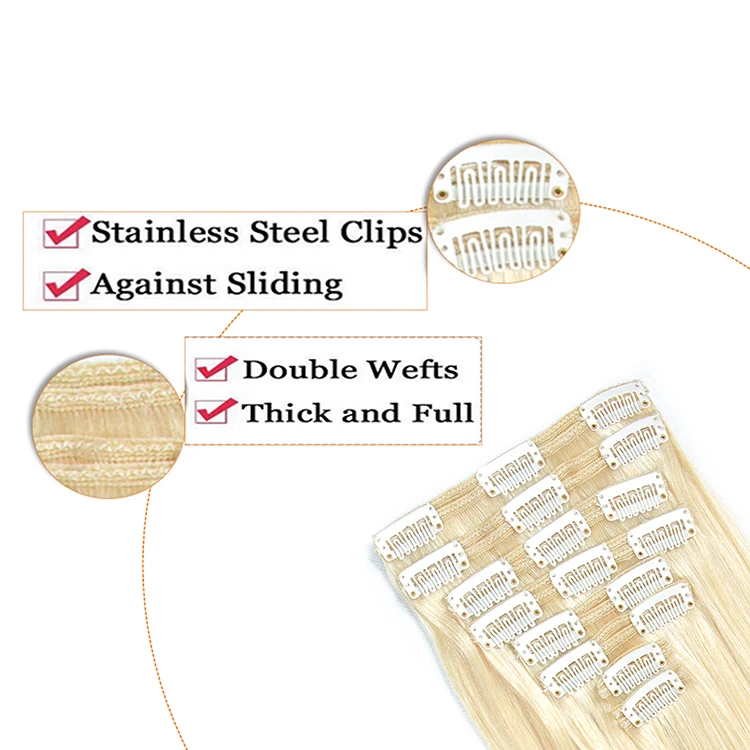 Hot products cheap 100% remy brazilian blonde hair extensions raw clip in hair