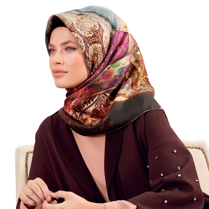 P.Healthy Hot Products Tudung Bawal Square Satin Silk Scarf Smooth Shawls for Ladies Spring Hijabs
