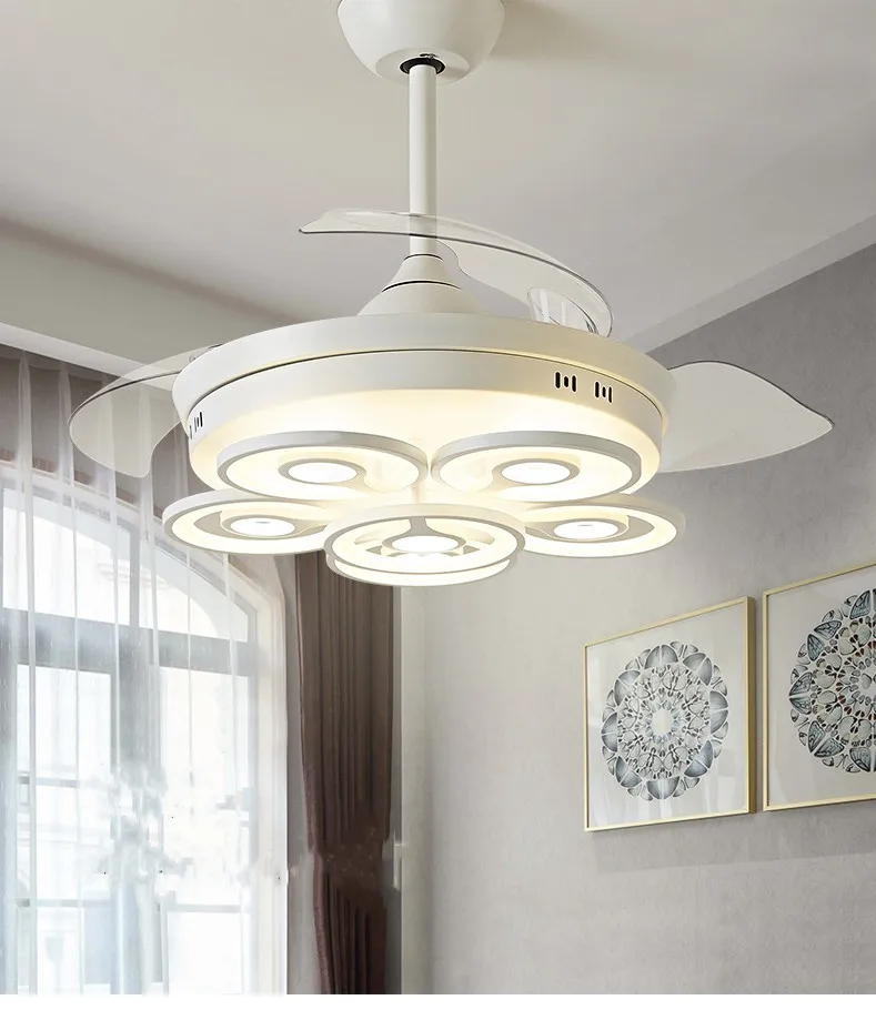 
2020 Living Room Special Design of Concealed Crystal Ceiling Fan With Led Light 