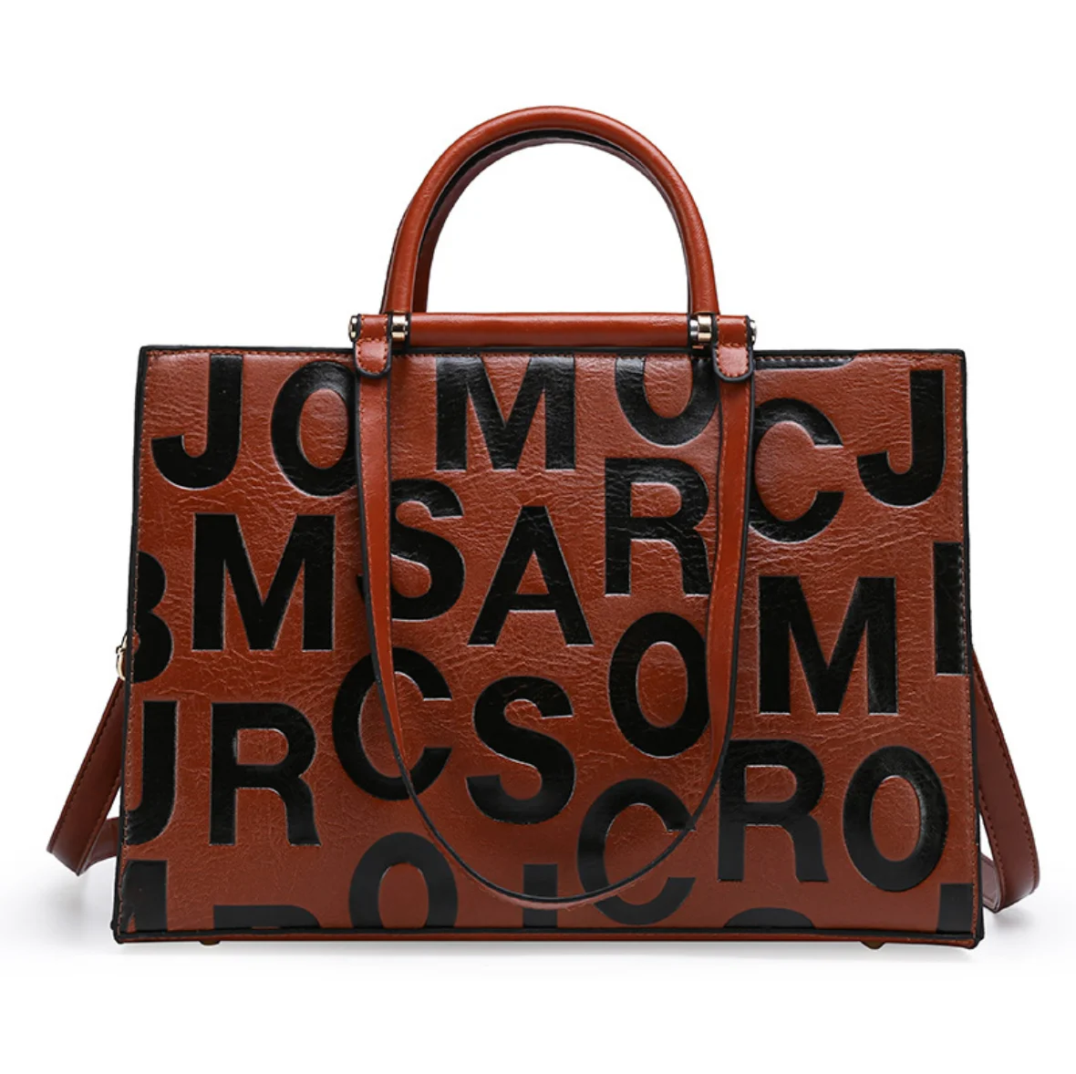 European American style texture letter embossing large capacity portable Single Shoulder handbag for women wholesale