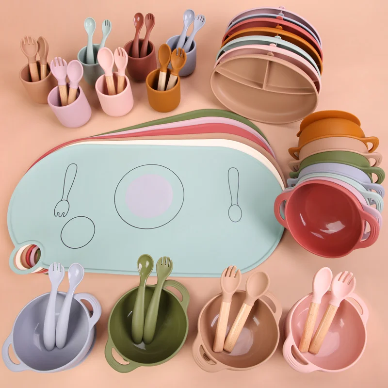 Kean BPA Free Eco-friendly High Quality Custom Kid Training Product Suction Plate Silicon Gift Silicone Feeding Set Baby Bowl