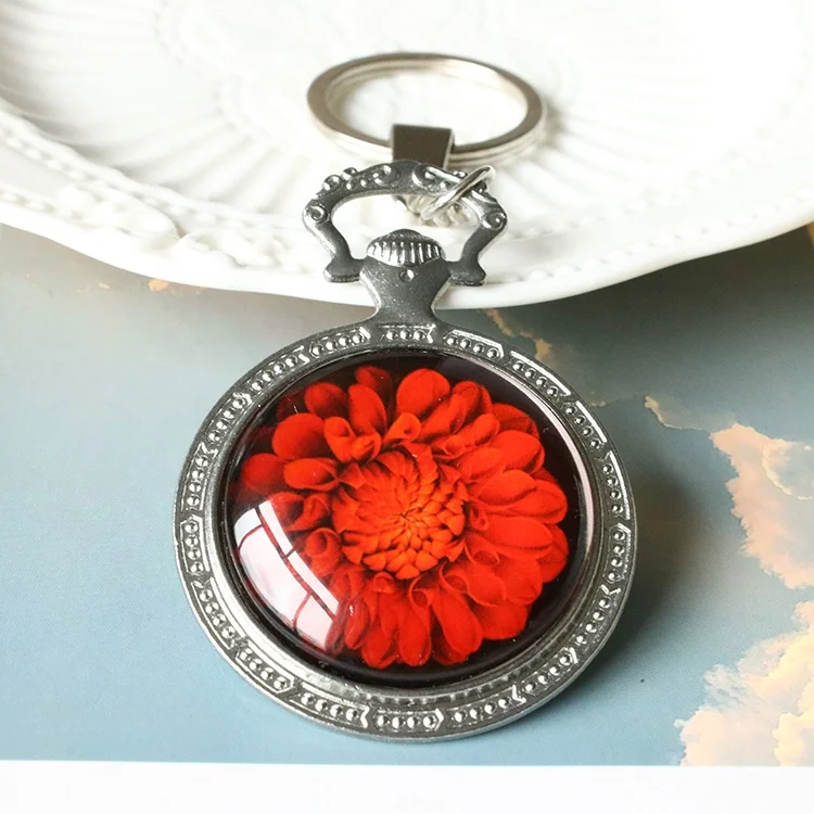 Keychain Creative custom photo metal backing crystal glass Key holder