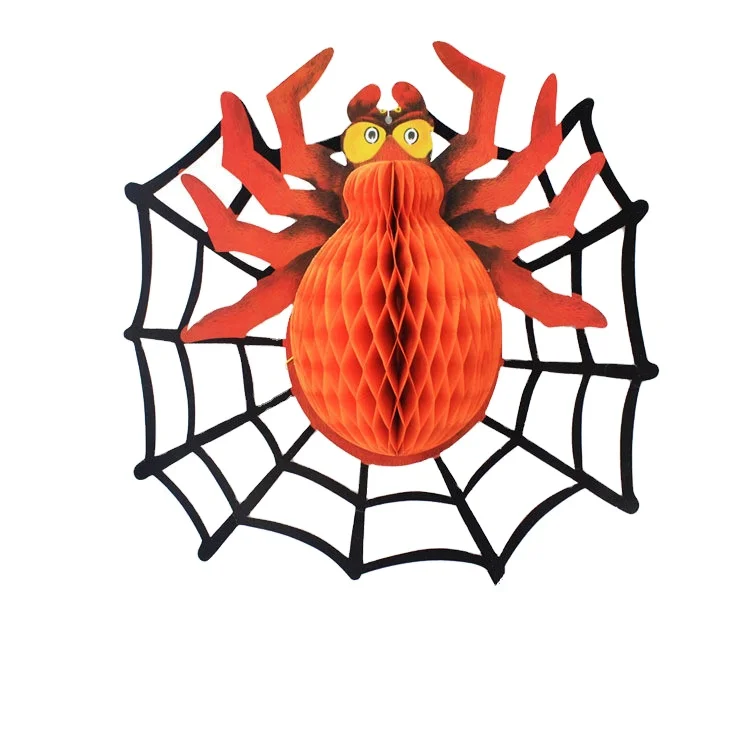 Halloween Decoration Bat Spider Witch Pumpkin Halloween Flower Ball Folding Paper Pendant Hanging