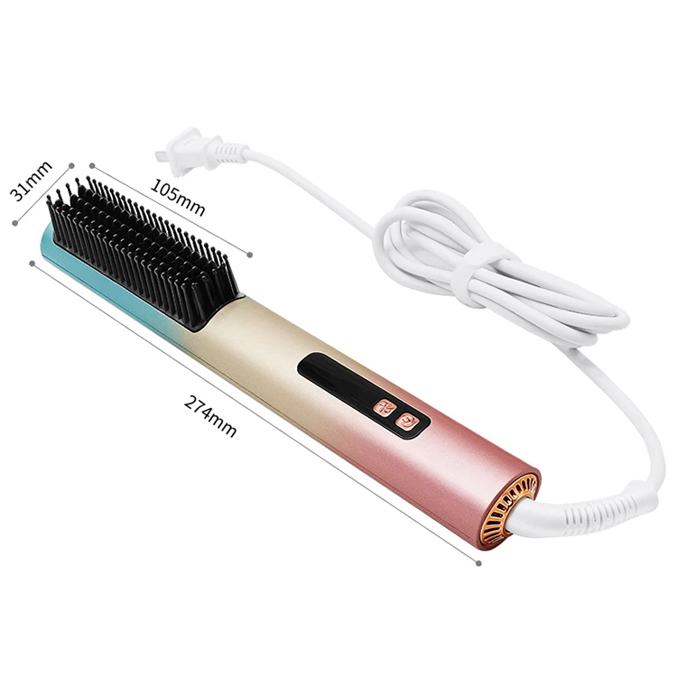 2 In 1 Anti-scald Led Indicator Quick And Professional Hair Salon At Home Ceramic Ionic Hair Straightener Brush