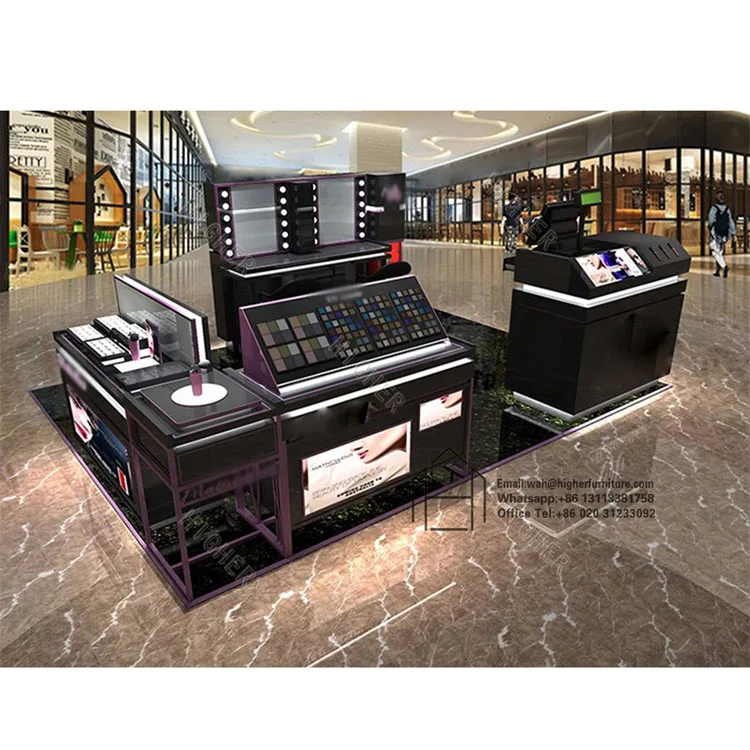 High End Shopping Mall Kiosk Cosmetic Display Stand Cosmetic Display Showcase Cosmetic Kiosk For Sale