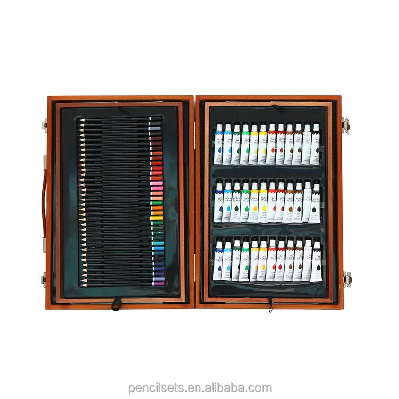 2021 High Quality Professional 174 pcs  2021 High Quality Professional Acrylic Paint Art Wooden Set for kids For Kids