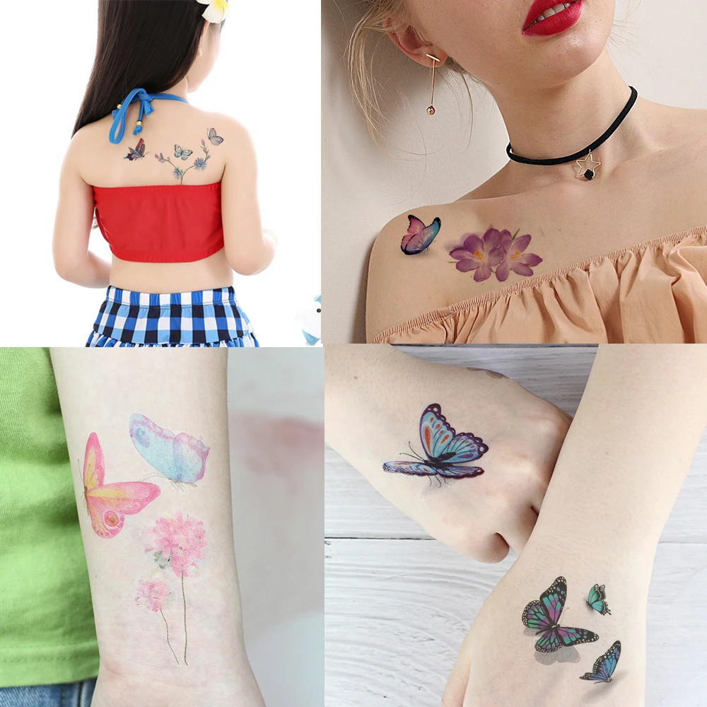 RH-001~RH-24 New waterproof disposable 3d tattoo stickers Original makeup butterfly tattoo stickers Fashion tattoo stickers