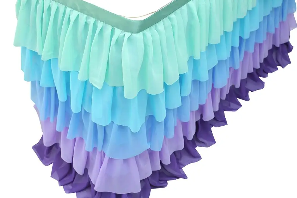 
Drop-Shipping Machine Washable Birthday Party Decorative 5 Layers Wedding Cake Table Skirts Cinderella Table Skirt 