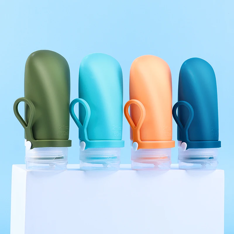 2025 Innovative Products Multi-color Beauty Refill 2oz Plastic Container Silicon Reusable Squeeze Green Hand Sanitizer Bottles