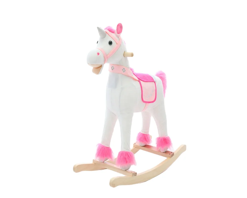 27*16*30cm promotional customized baby brown plush rocking horse toy with saddle&wheels