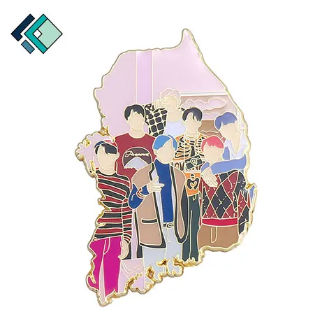 
Free Sample Manufacturer Wholesale Badge Korea Kpop BTS Badge Enamel Lapel Pin Decoration for Bag Custom Idol Badge Pin 