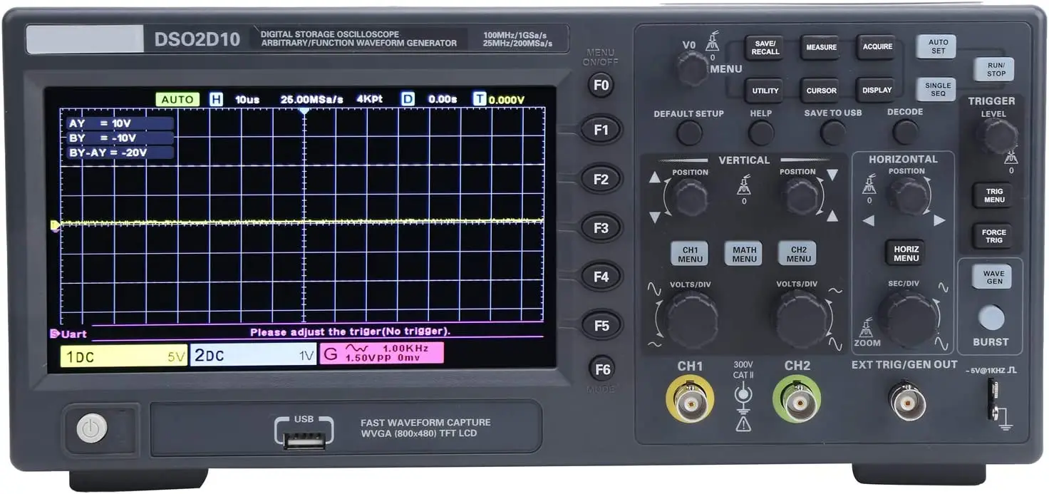 Hantek Dso2d10 Digital Oscilloscope 2 Channels 100mhz Generation Oscilloscope