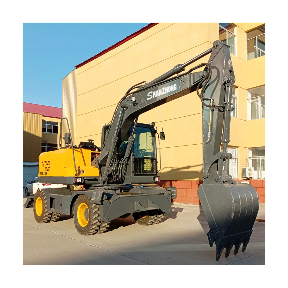 Factory sales directly Shanzhong Brand 13ton SZL135 Hydraulic Wheel Excavator with CE