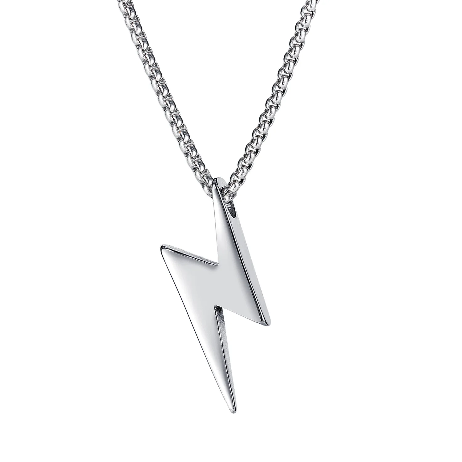NUORO Vintage Stainless Steel Lightning Pendant Necklace For Men Women Gift Lightning Bolt Pendant Necklace