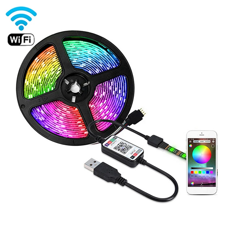 
Rechargeable Battery RGB LED Strip Light Kit with Remote Control 12V Battery Powered Colorful LED Strip Light 