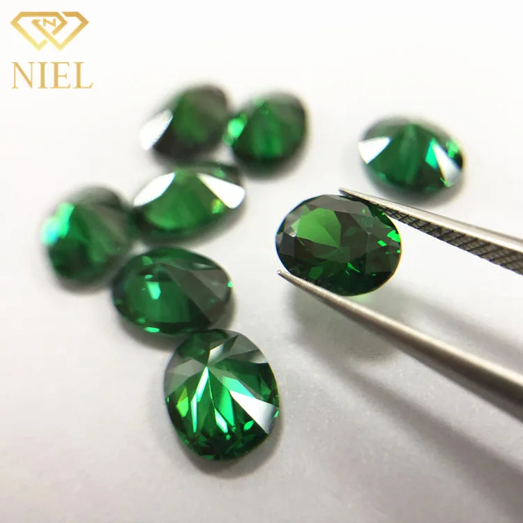 High quality egg shape 5x7mm - 10x12mm loose zircon price oval cz gem green stone cubic zirconia