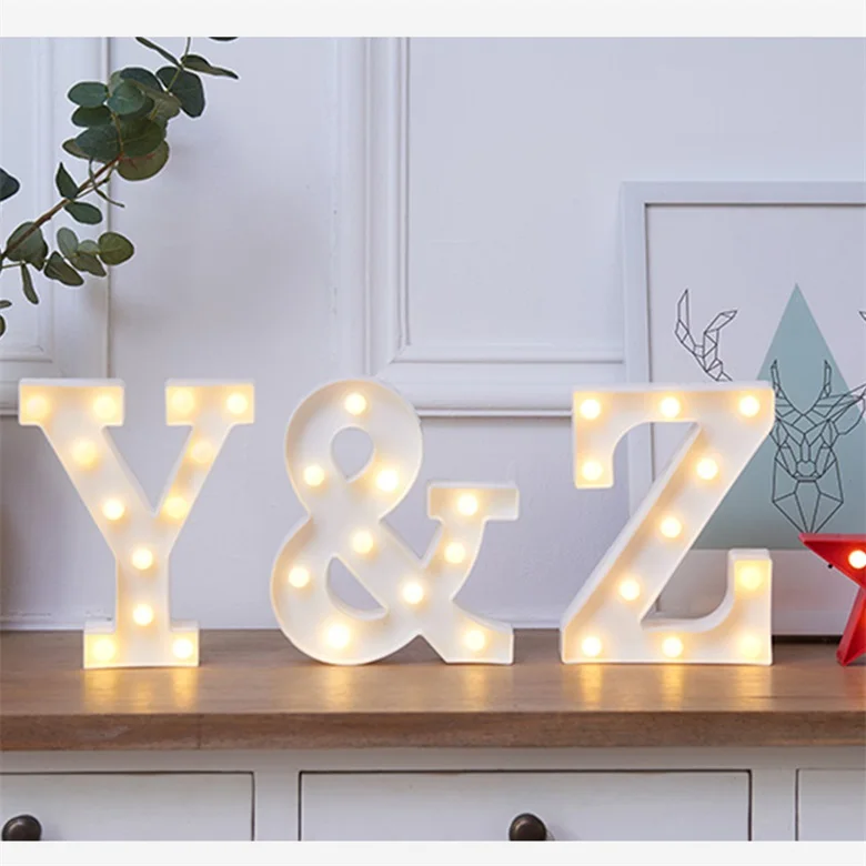 New trend pvc Alphabet Light letter sign for party wall letters battery powered decorative led lights