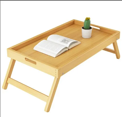 Bamboo Laptop Folding Serving Breakfast Foldable Food Tray, Bed Tray Table With Folding Legs
