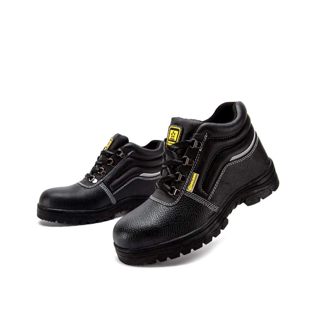 China factory high quality embossed cow leather anti slip industrial leather safety shoes work boots