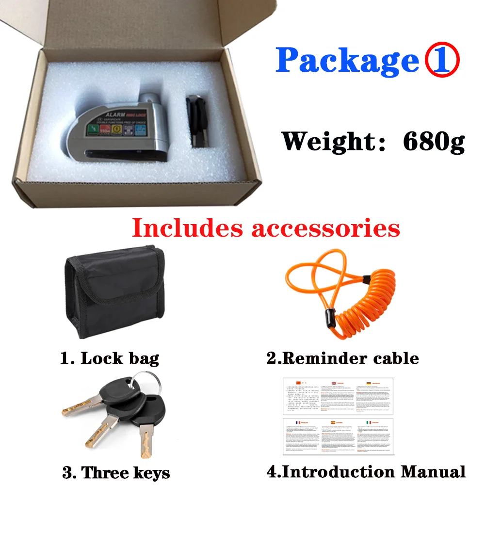 
DF Disc Lock alarm Motorcycle lock Anti-theft Motorbike /scooter alarm lock for bike 