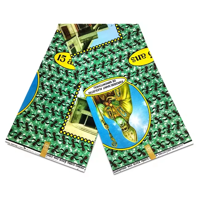 Green Super African Wax Java Dutch Printed Wax Cloth Dutch Super Batik Fabric Super Dutch Fabric